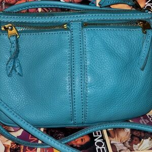 Fossil Teal Leather Crossbody Bag